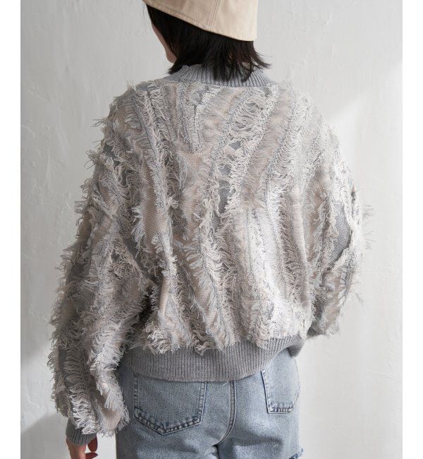 VENCE share style「ミックスフリンジプルオーバー」|ニット・セーター|