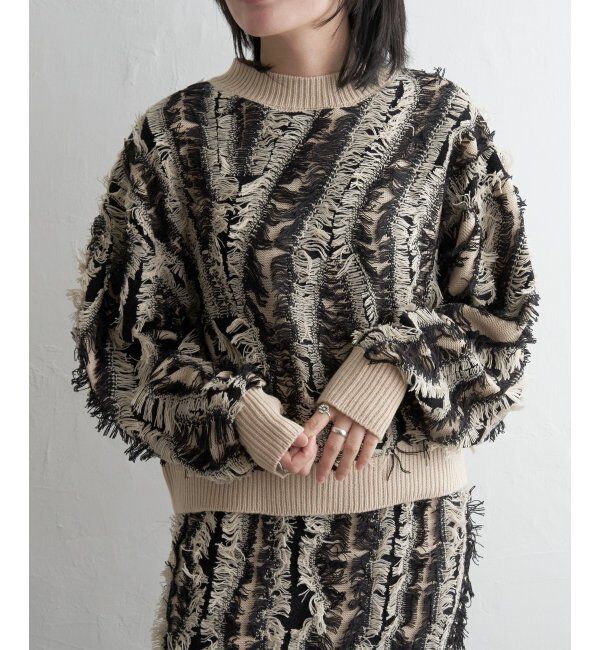VENCE share style「ミックスフリンジプルオーバー」|ニット・セーター|