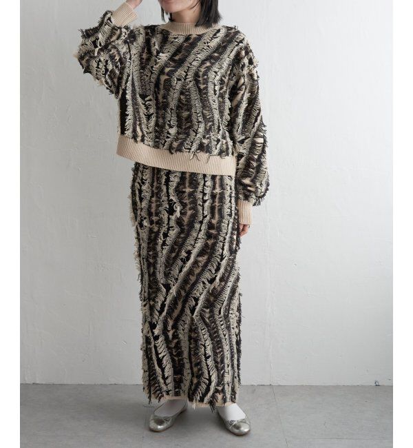VENCE share style「ミックスフリンジプルオーバー」|ニット・セーター|