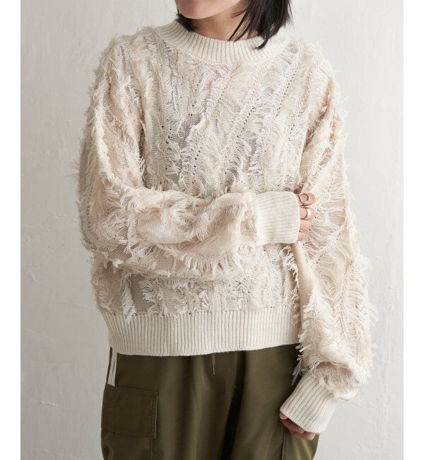 VENCE share style「ミックスフリンジプルオーバー」|ニット・セーター|