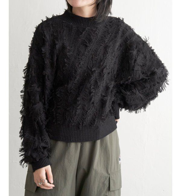 VENCE share style「ミックスフリンジプルオーバー」|ニット・セーター|
