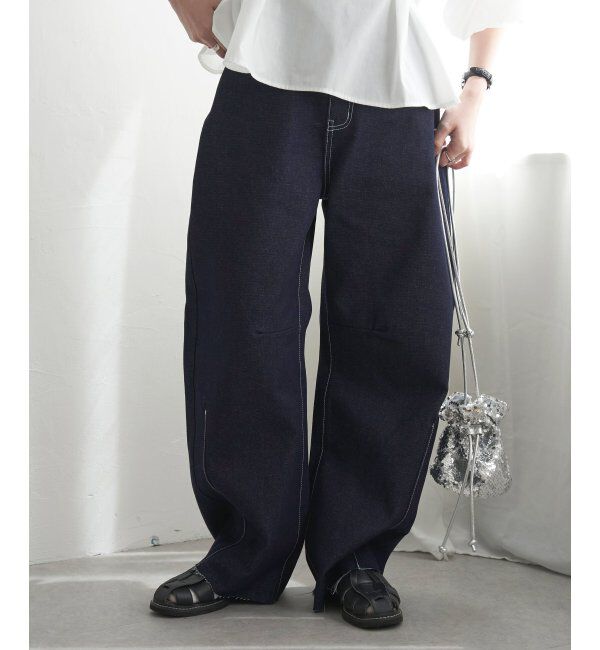 VENCE share style「リジットデニムカーブパンツ」|デニム|ブルー