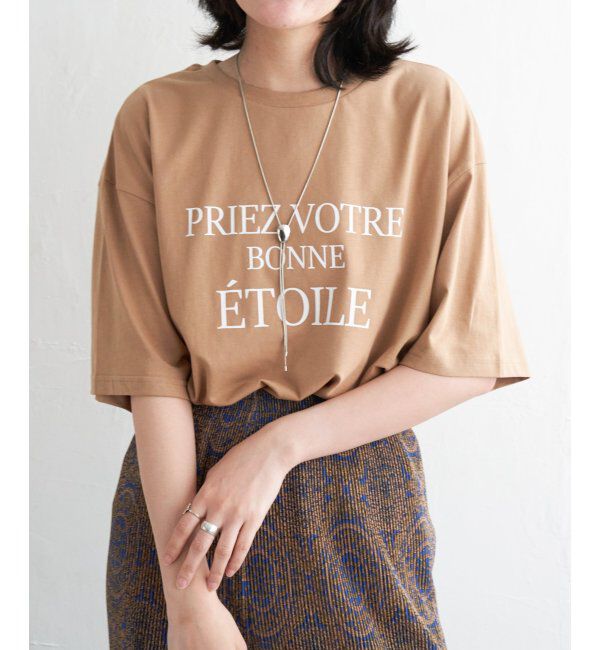 VENCE share style「【接触冷感】USAコットンロゴプリントTシャツ」|Tシャツ・カットソー|キャメル