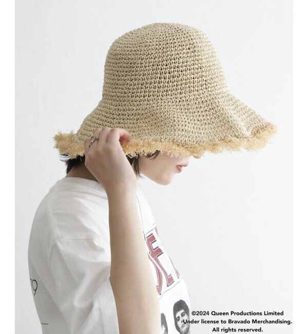 VENCE share style「雑材フリンジハット」|その他|オフホワイト