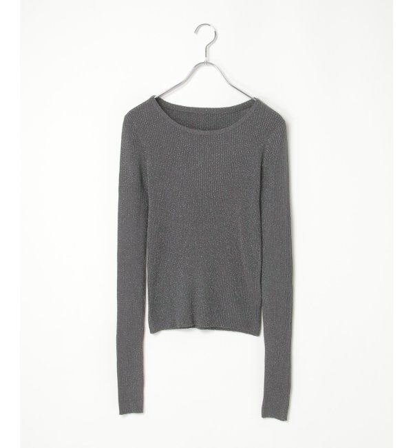 VENCE share style「ラメリブ指あきクルーネックプルオーバー」|タンクトップ|チャコール