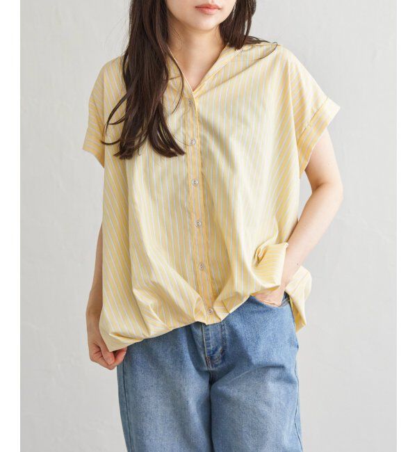 VENCE share style「タケノコタックストライプシャツ」|シャツ・ブラウス|イエロー