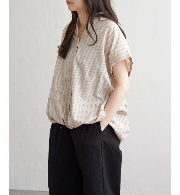 VENCE share style「タケノコタックストライプシャツ」|シャツ・ブラウス|ベージュ