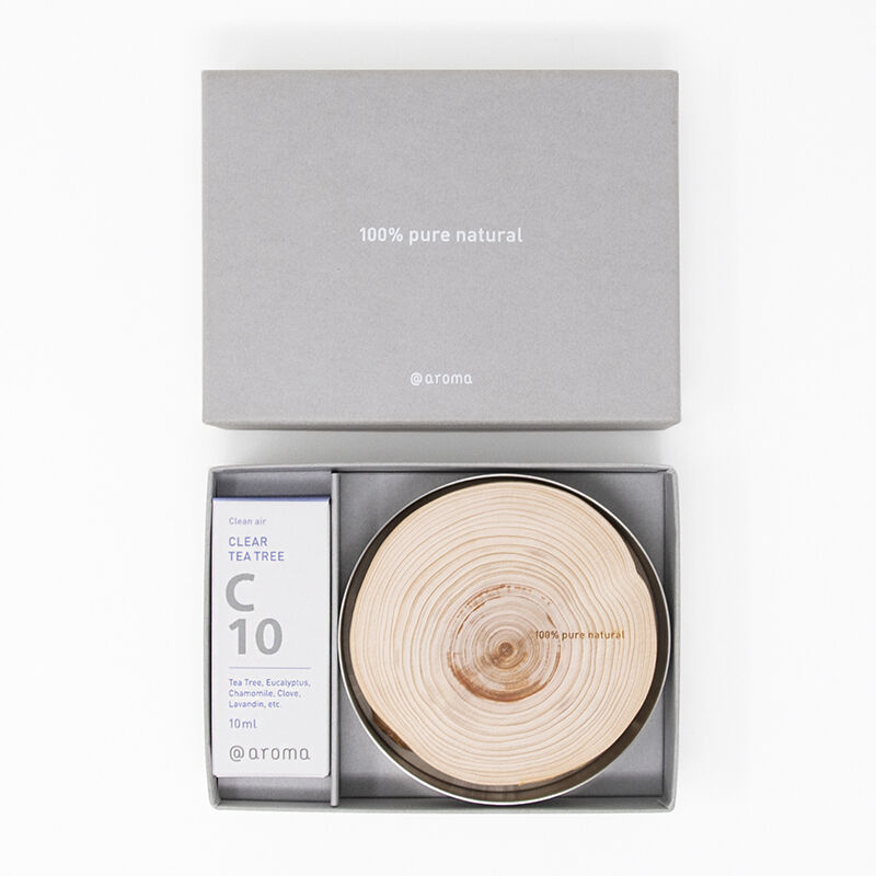 アットアロマ「ウッドディフューザーリン貼箱セット&C10クリアティートリー10ml」|トラベルグッズ|ブルー