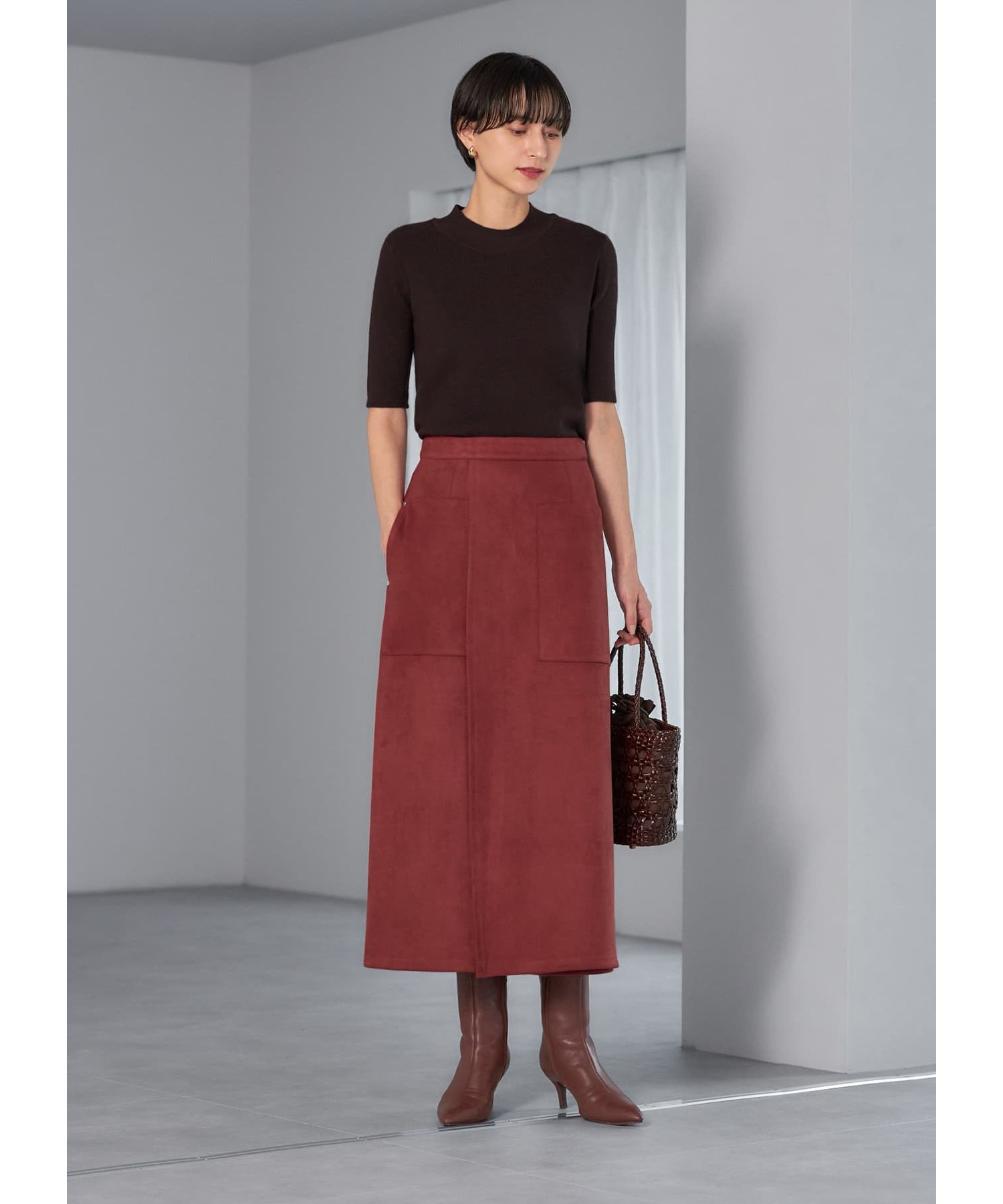 STYLE DELI「スエード調ポケットラップスカート」|スカート|