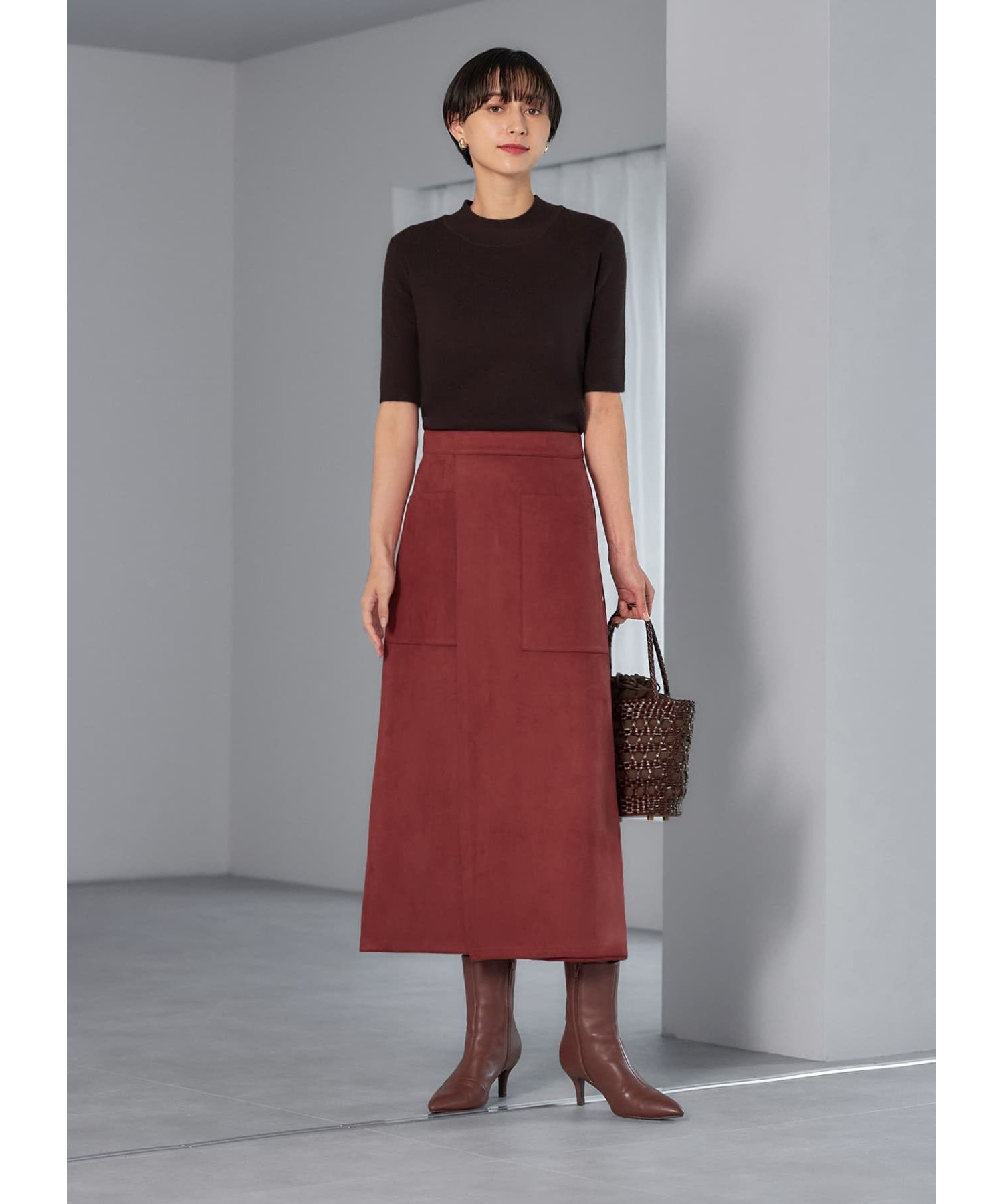 STYLE DELI「スエード調ポケットラップスカート」|スカート|