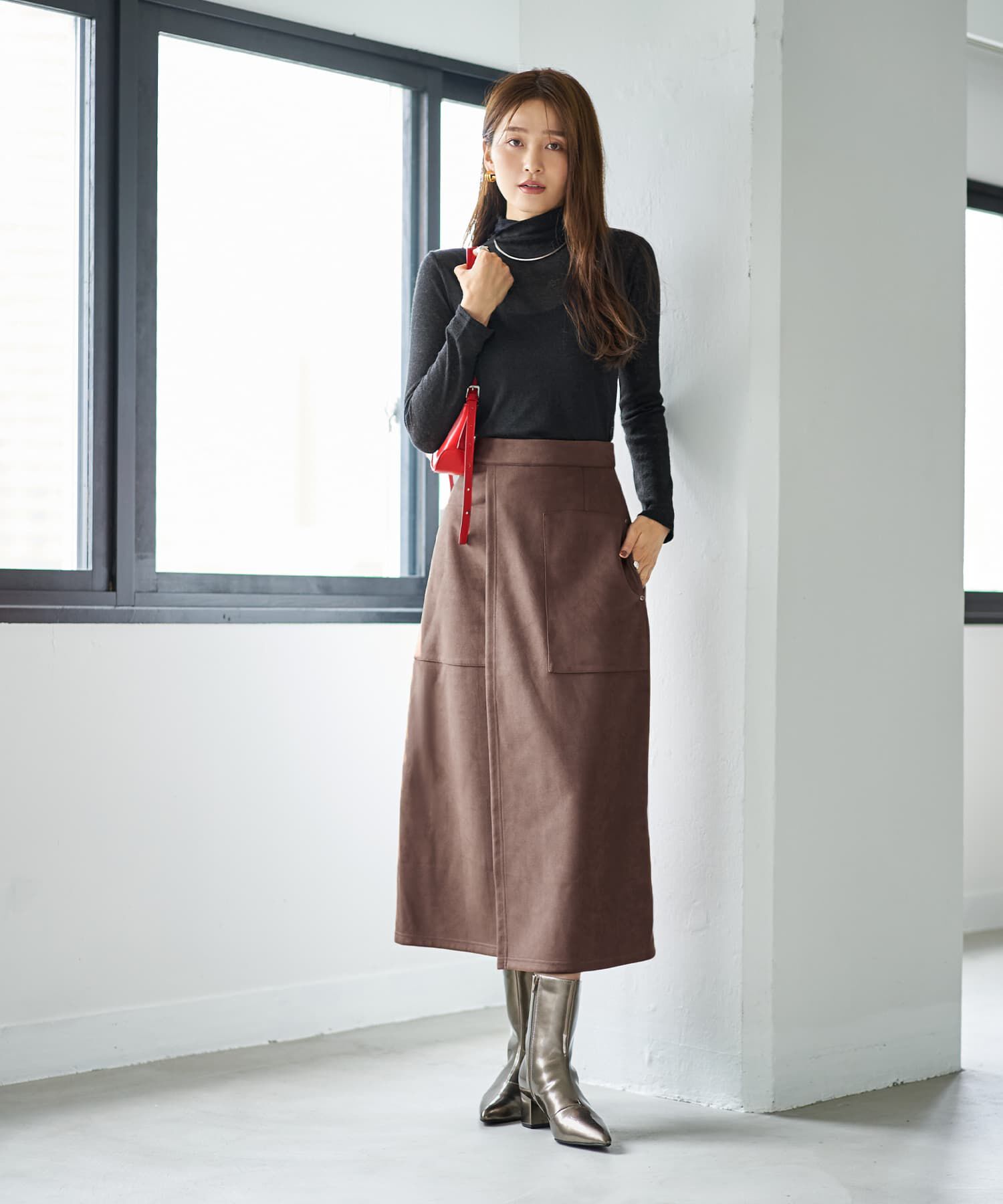 STYLE DELI「スエード調ポケットラップスカート」|スカート|