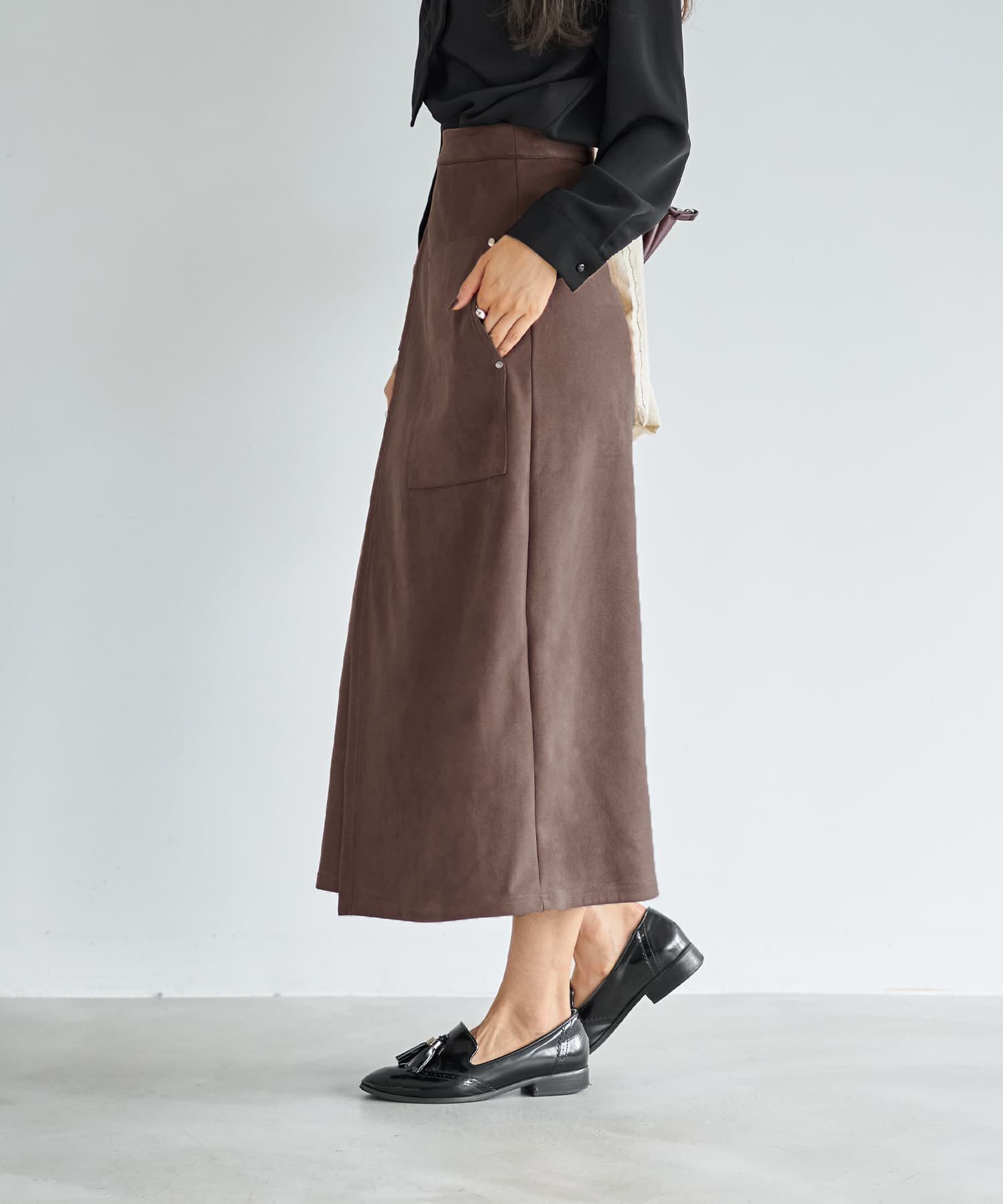 STYLE DELI「スエード調ポケットラップスカート」|スカート|
