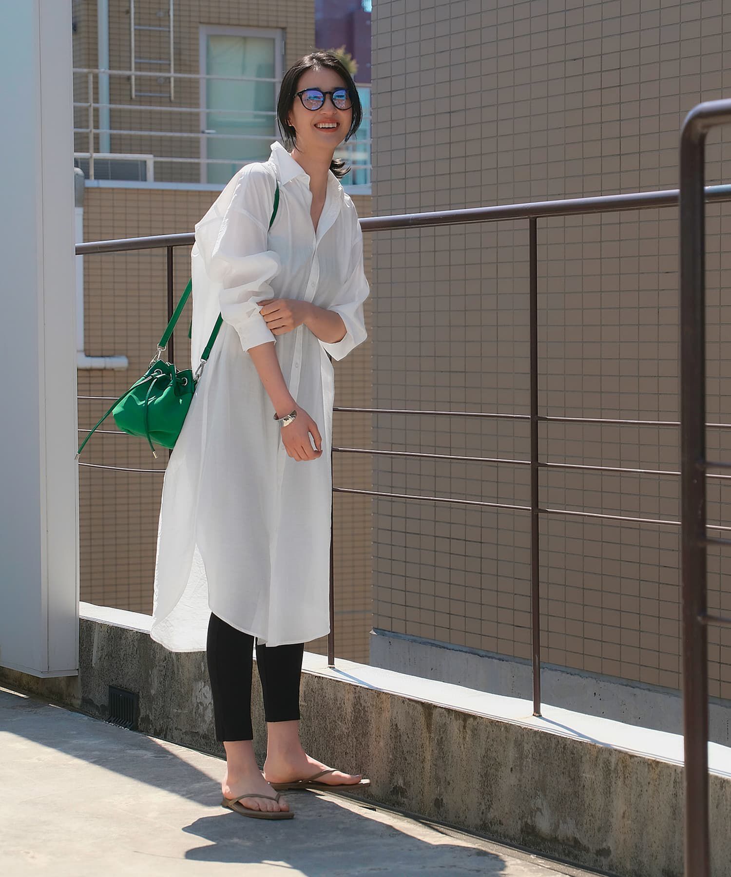 STYLE DELI「微シアー＆微光沢シワ加工シャツワンピース」|ワンピース|