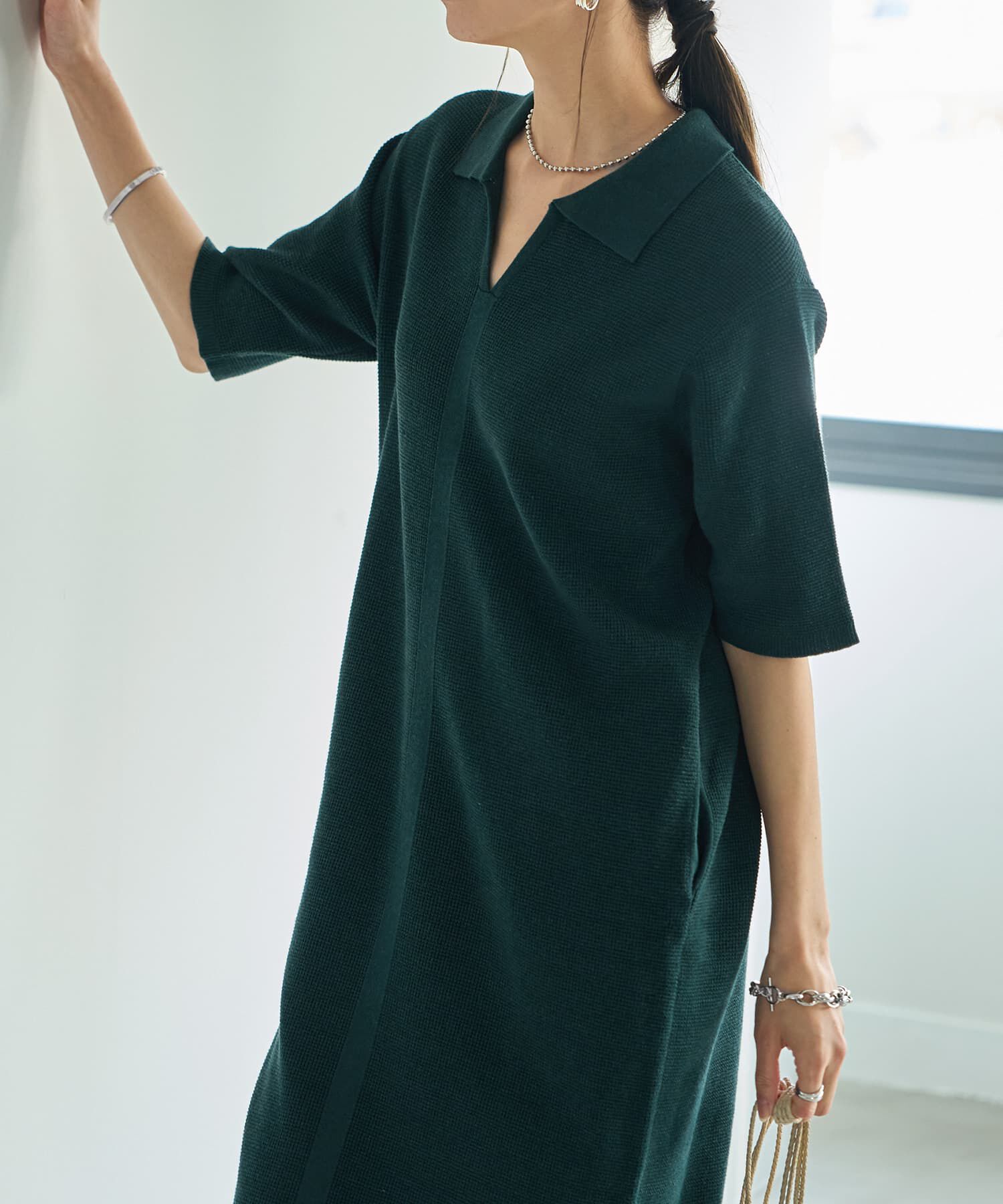 STYLE DELI「Softy Cotton／ワッフル編みスキッパーワンピース」|ワンピース|