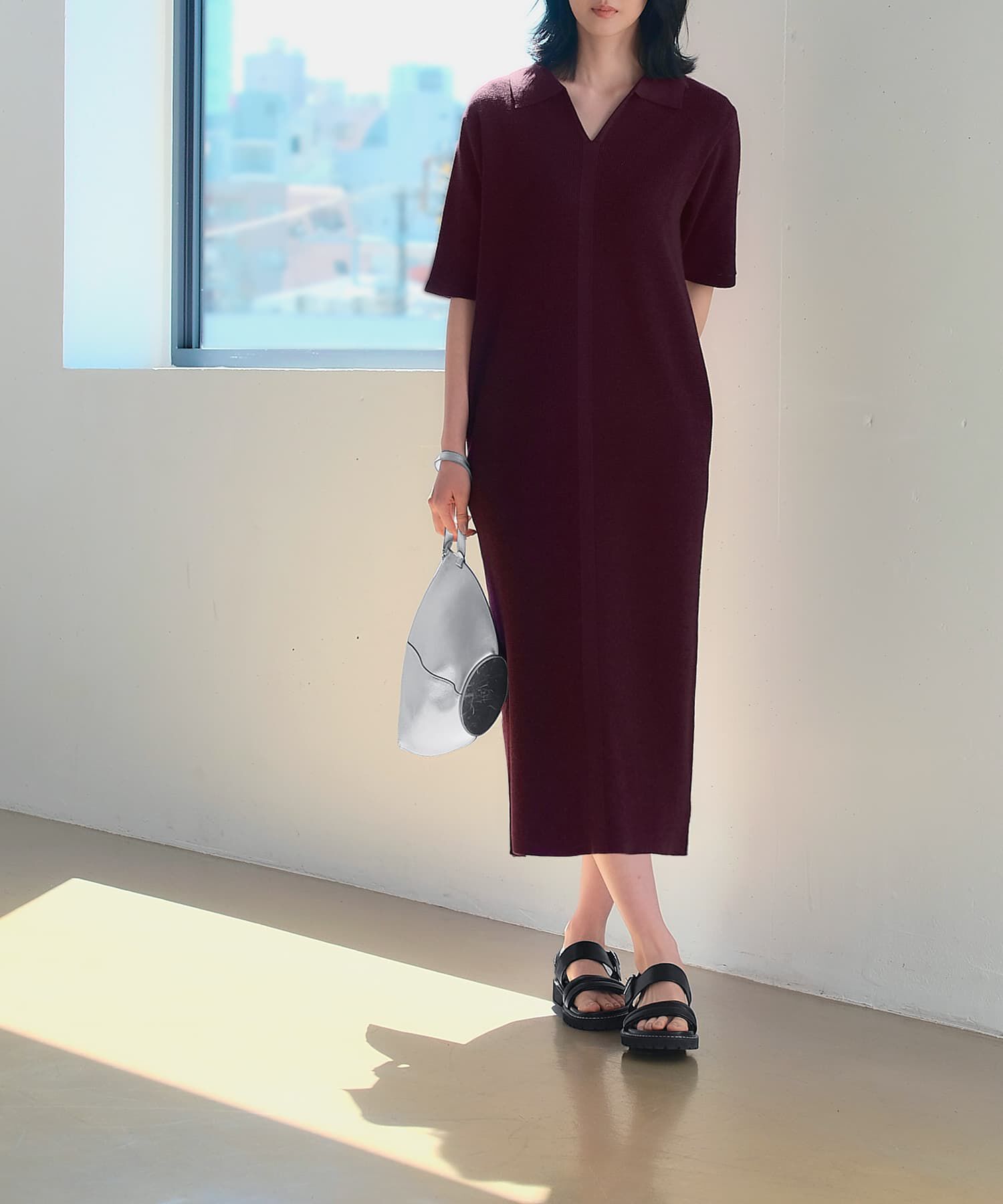 STYLE DELI「Softy Cotton／ワッフル編みスキッパーワンピース」|ワンピース|レーズンブラウン