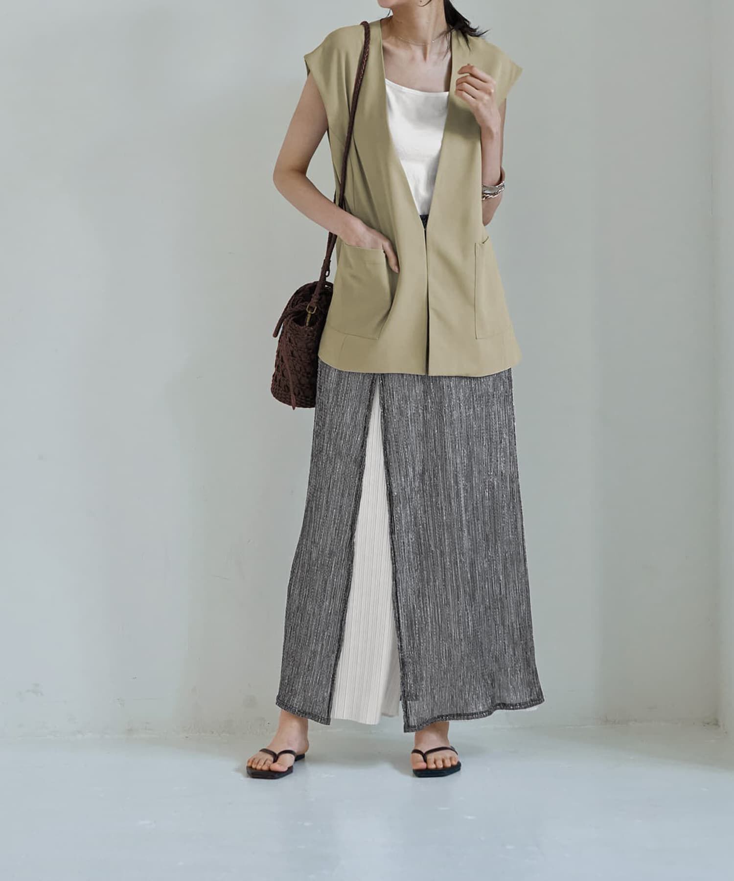 STYLE DELI「【LUXE】キラキラシアーとリブ生地のスカートセット」|スカート|