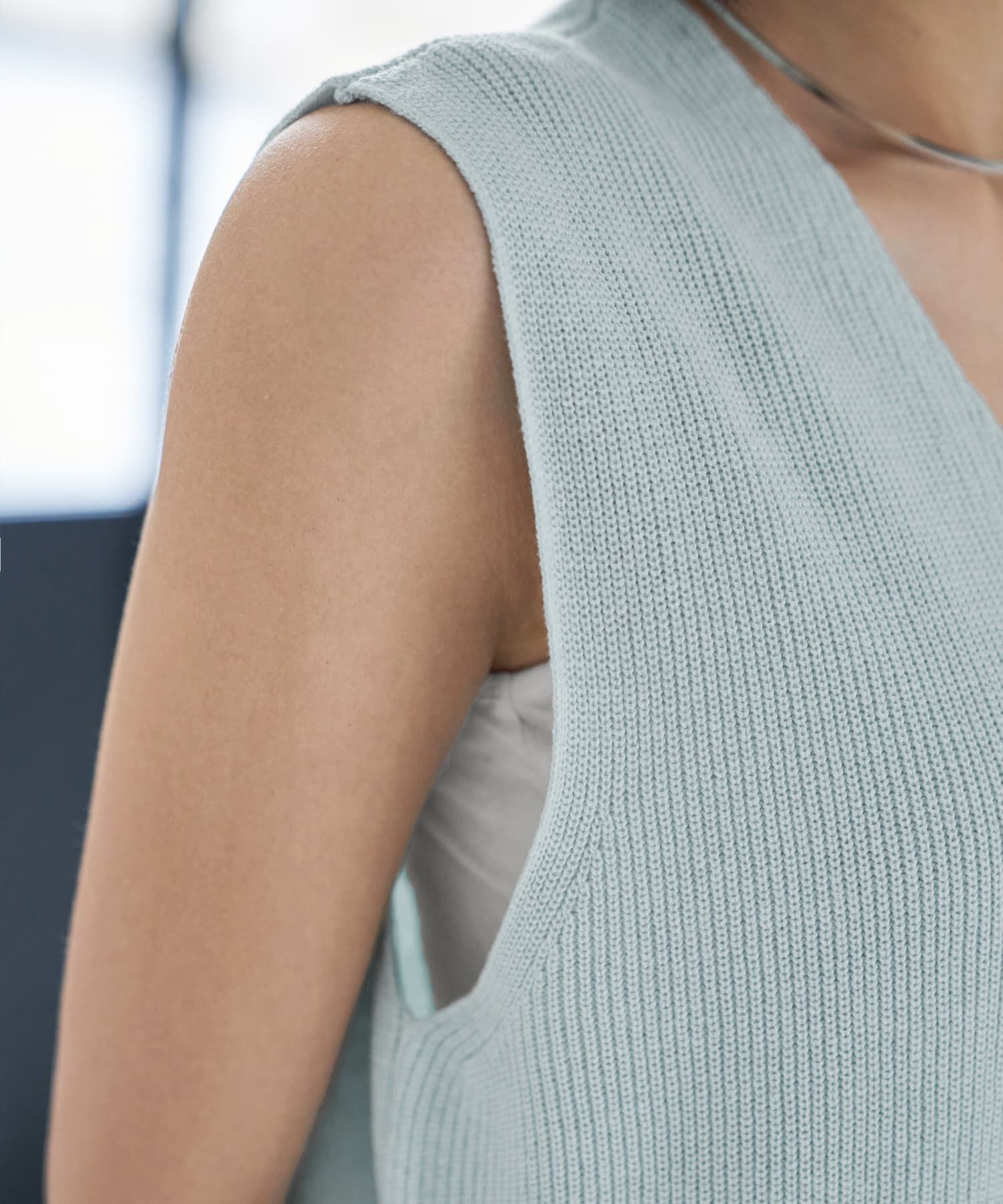 STYLE DELI「片畦編みサマーニットロングベスト」|ベスト・ジレ|