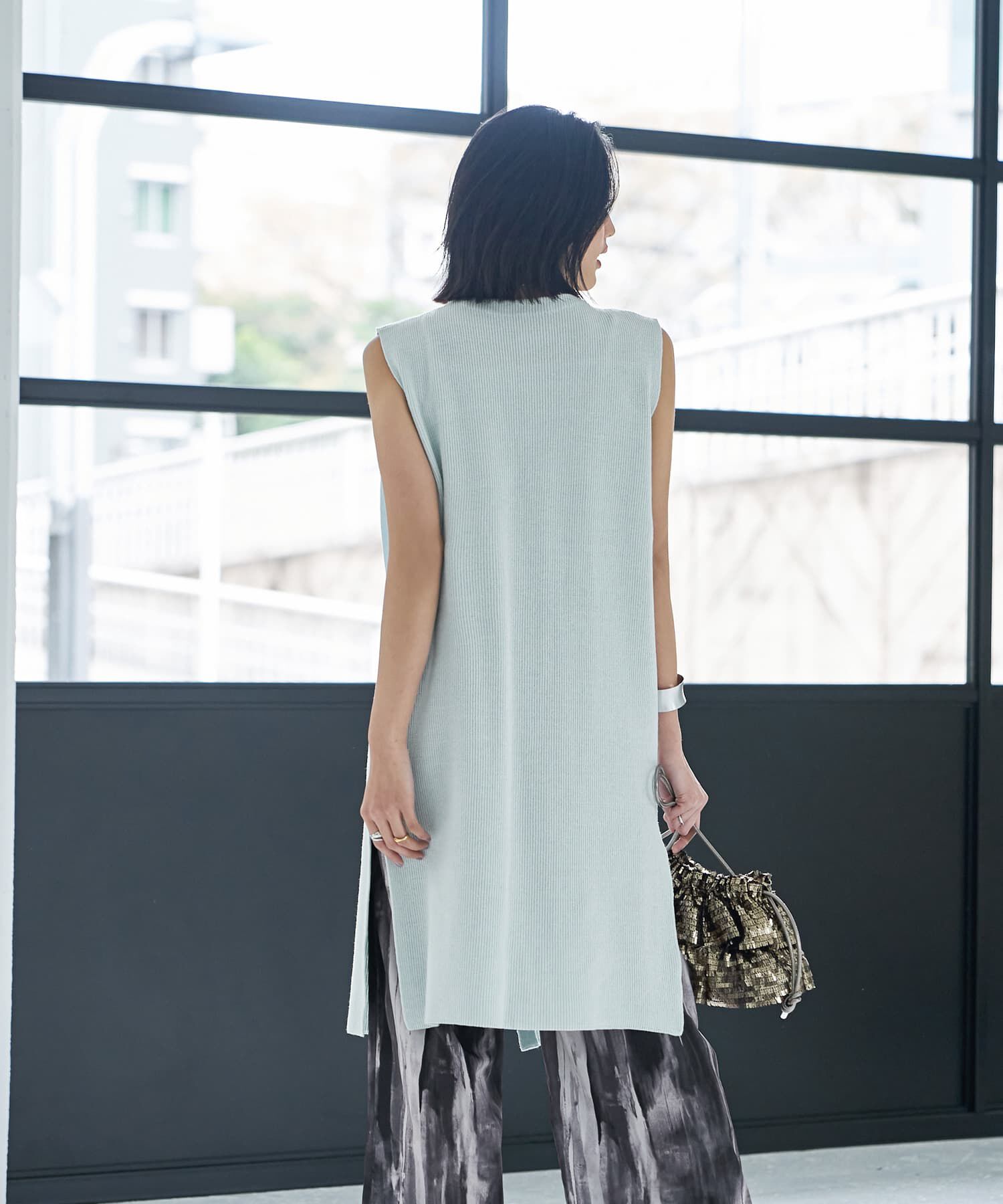 STYLE DELI「片畦編みサマーニットロングベスト」|ベスト・ジレ|