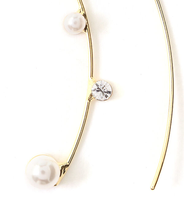 Phoebe「ツインカーブラインパールビジューピアス　ゴールド」|ピアス|