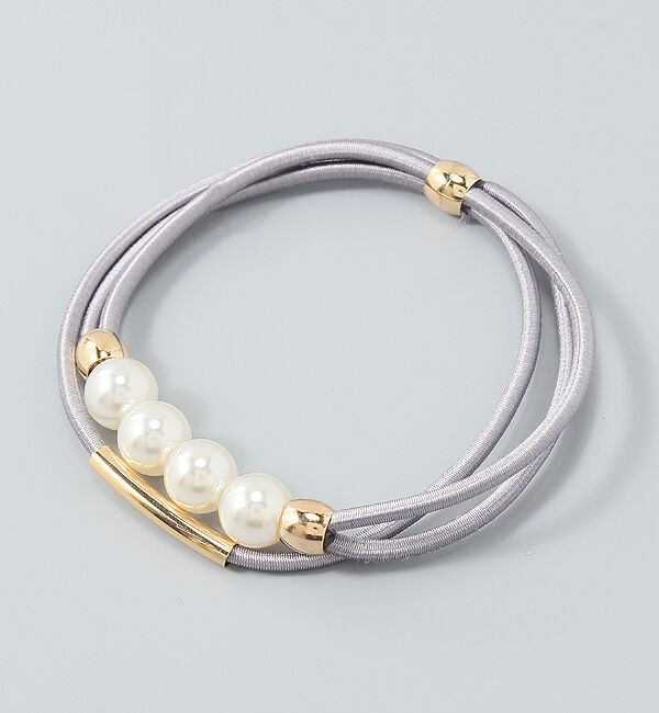 Phoebe「パールラインコンビヘアブレス グレー」|ヘアゴム・シュシュ|グレー