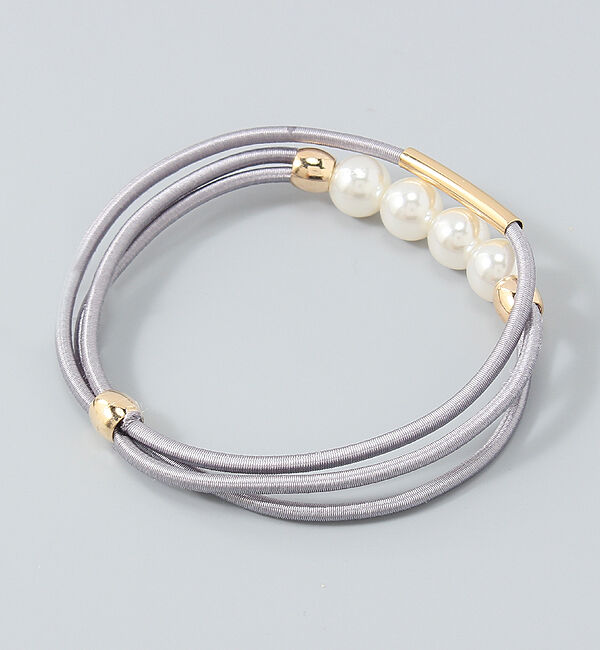 Phoebe「パールラインコンビヘアブレス グレー」|ヘアゴム・シュシュ|