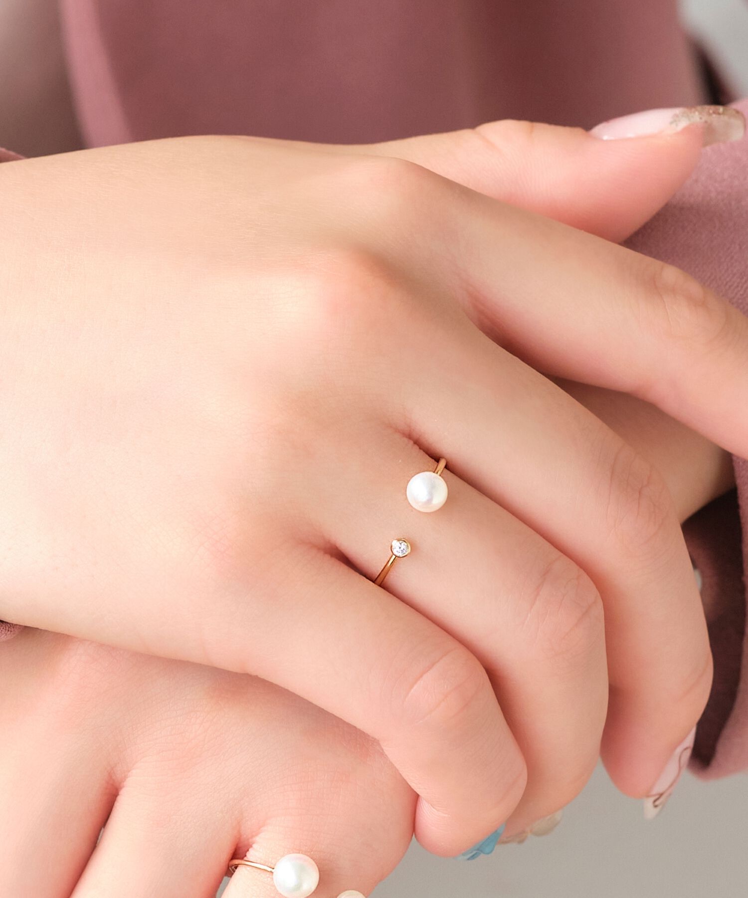 Phoebe「【K14GF】デュオウォーターパールリング」|リング|ゴールド