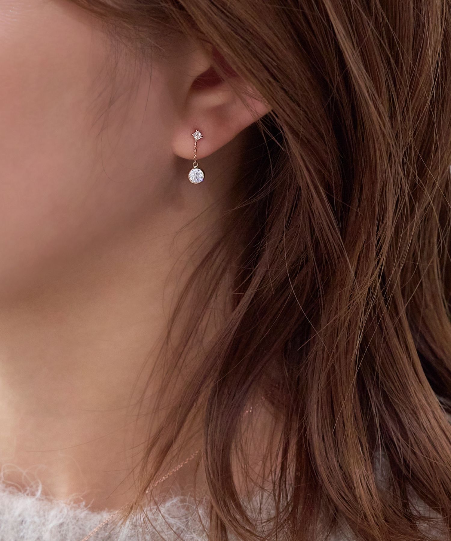 Phoebe「【 K10 】ティアーズビジューピアス　ローズゴールド/BOX付き」|ピアス|