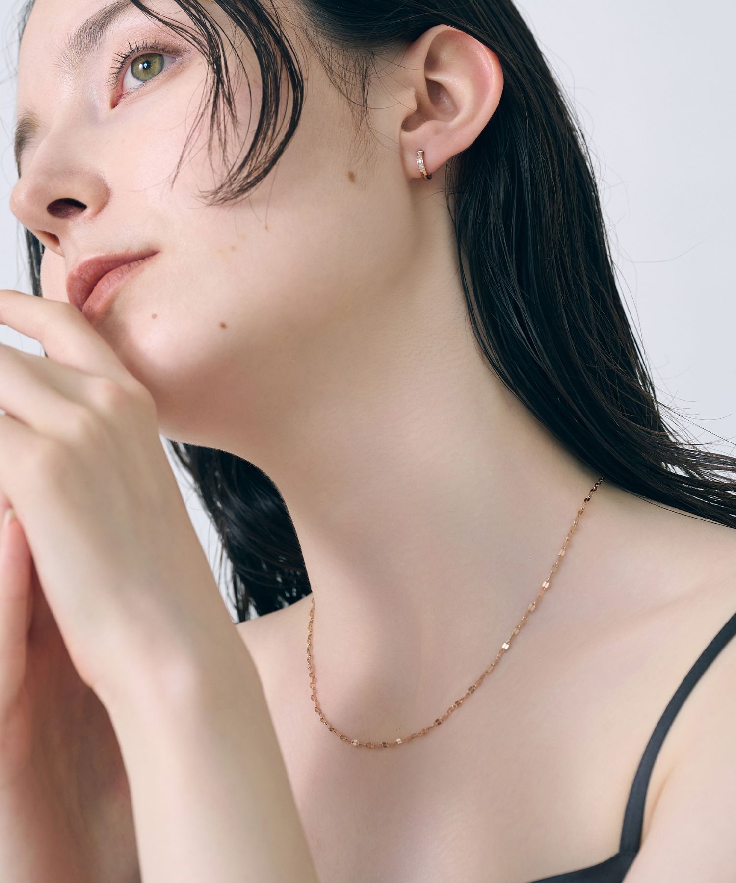 Phoebe「【金属アレルギー対応】スパークリングペタルネックレス　ローズゴールド/サージカルステンレス」|ネックレス|