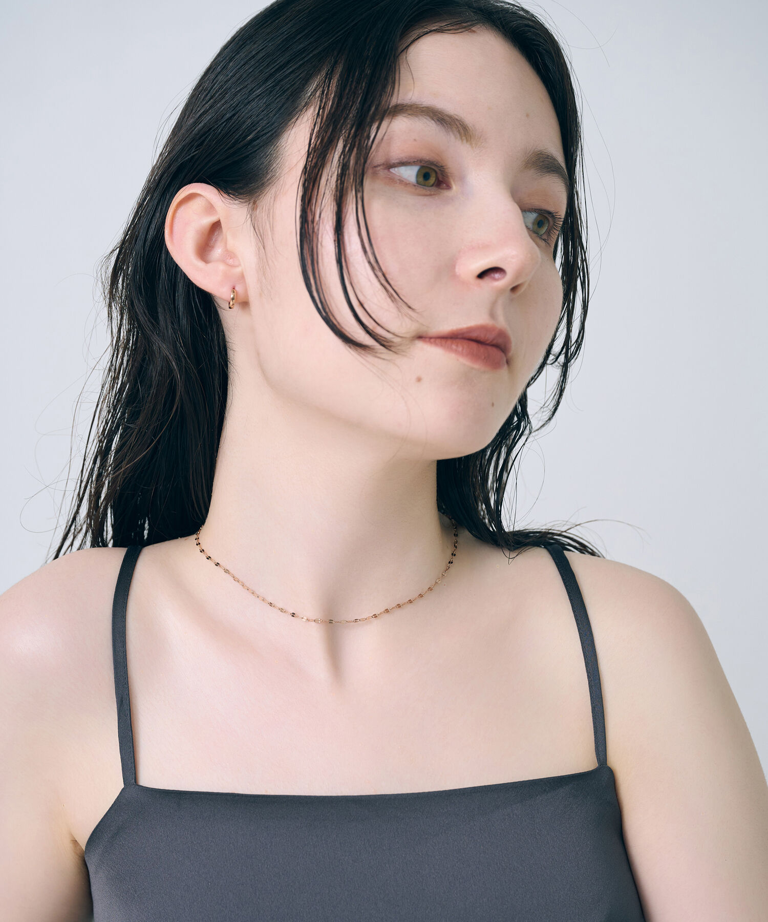 Phoebe「【金属アレルギー対応】スパークリングペタルネックレス　ローズゴールド/サージカルステンレス」|ネックレス|