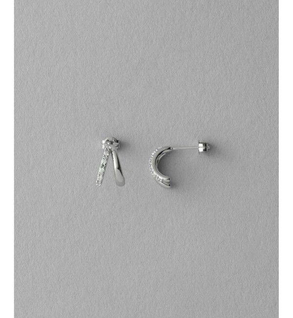 ete「ビジュー ダブルライン ピアス」|ピアス|プラチナム