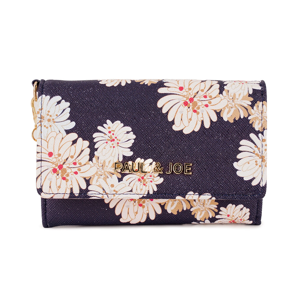 PAUL&JOE「名刺入れ／クリザンテーム　ラメ　／ＰＡＵＬ　＆　ＪＯＥ」|定期入れ|ネイビー