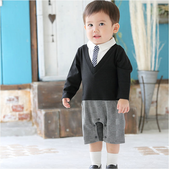 BACKYARD FAMILY「アエナック ロンパース aenak 通販 フォーマル 男の子 ベビー服 Vネックロンパース 冬」|その他ベビーウェア|