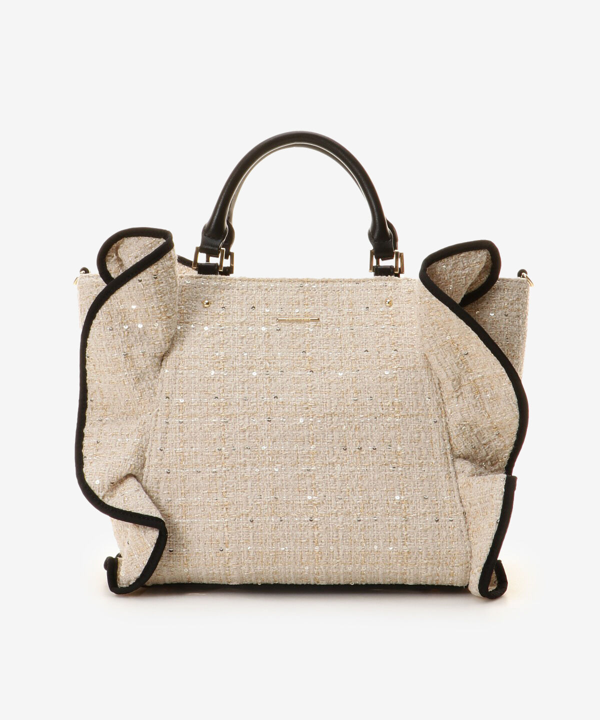 Samantha Vega「ツイードフリルトート(大)」|ハンドバッグ|オフホワイト