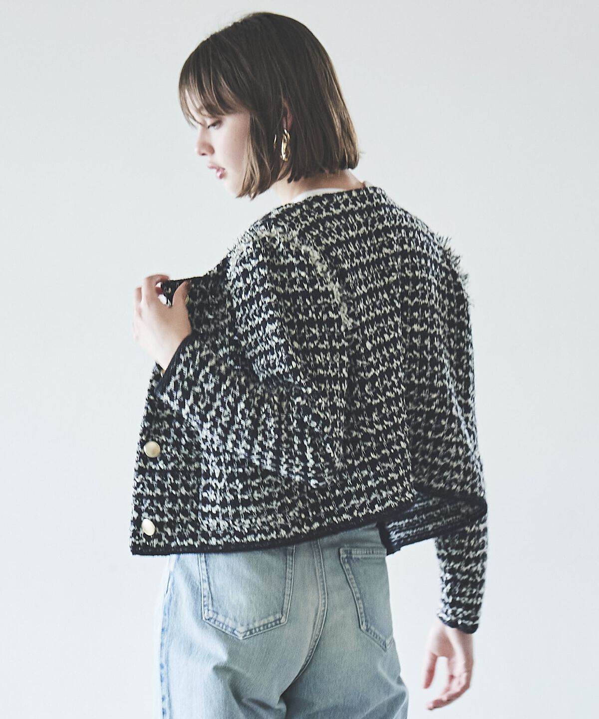 アンドクチュール「フリンジニットツイードカーディガン」|その他|