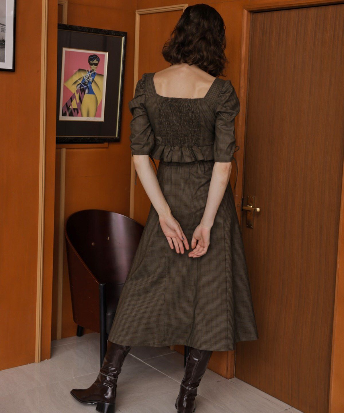 REDYAZEL「チェックドロストスカート」|フレア|