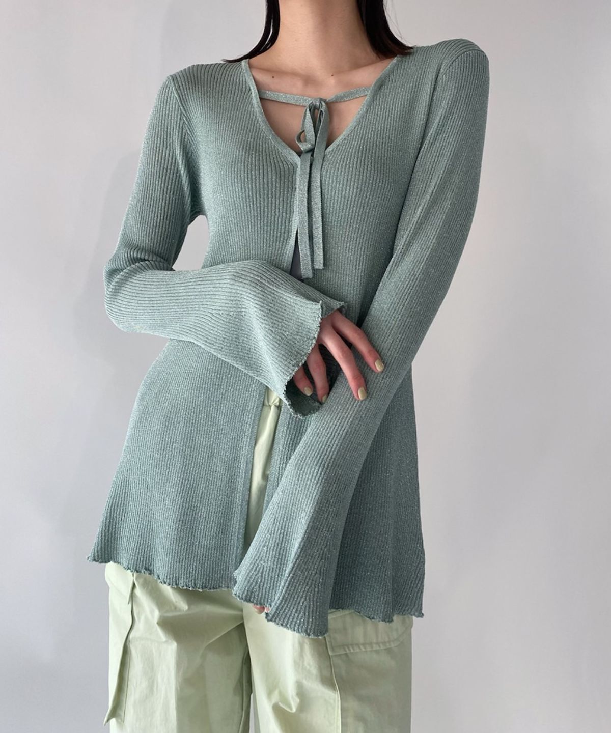 REDYAZEL「ラメシアーニットカーディガン」|カーディガン|オレンジ