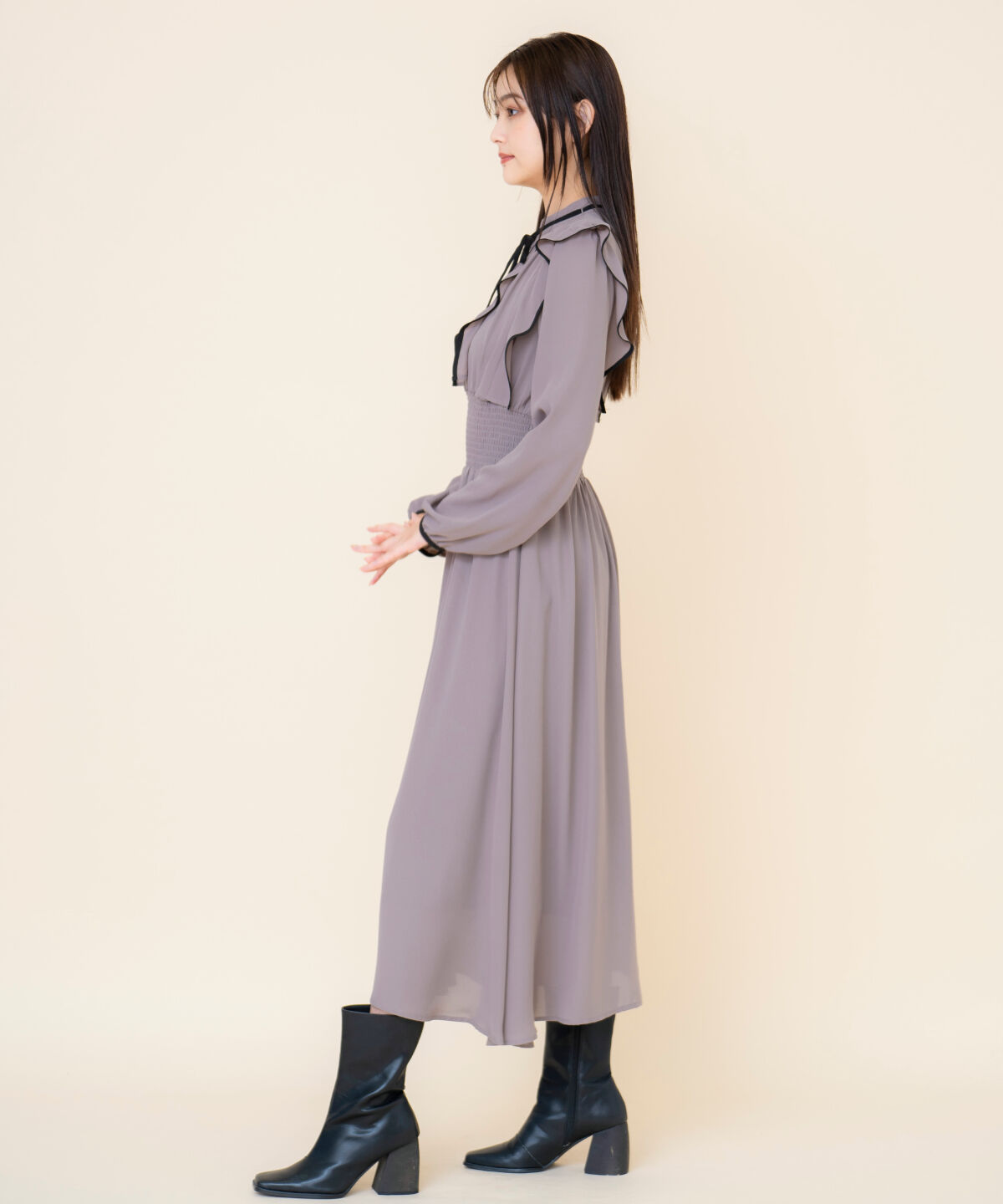 REDYAZEL「バイカラーフリルワンピース」|ワンピース|