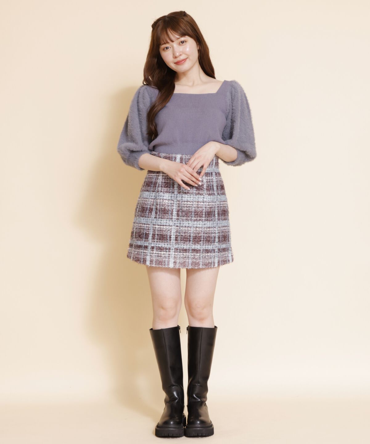REDYAZEL「ファンシーチェックミニスカート」|台形|