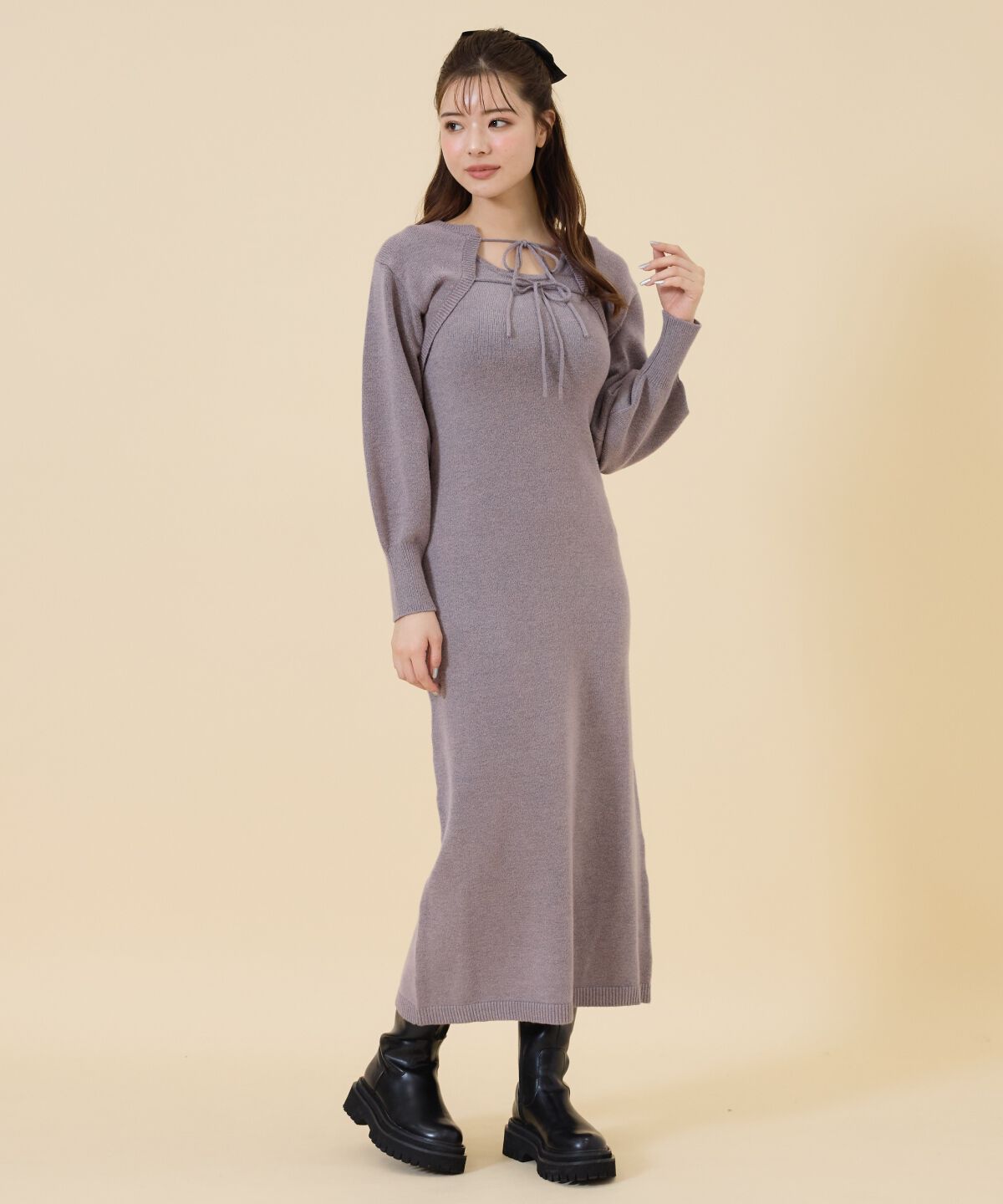 REDYAZEL「ニットワンピース＆ボレロセット」|ワンピース|パープル