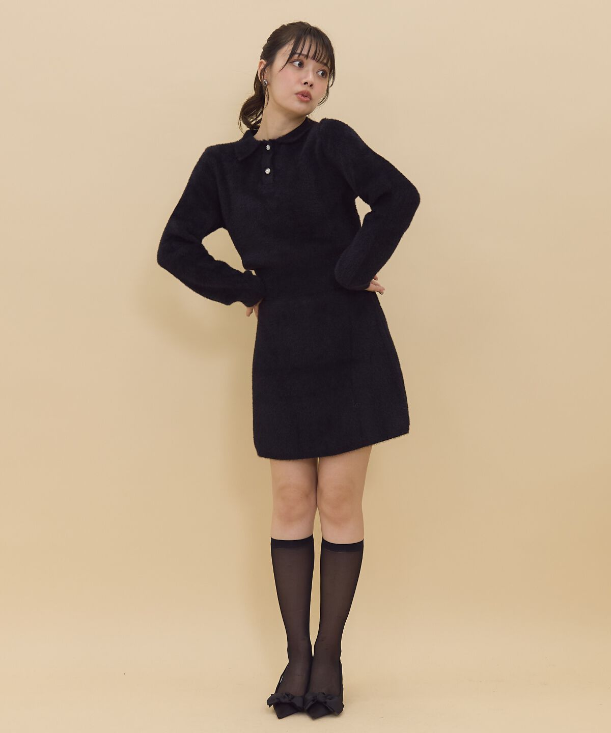 REDYAZEL「シャギーポロニットトップス」|ニット・セーター|