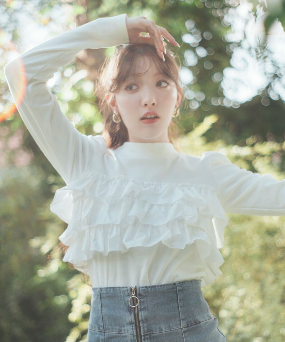 REDYAZEL「異素材フリルトップス」|Tシャツ・カットソー|