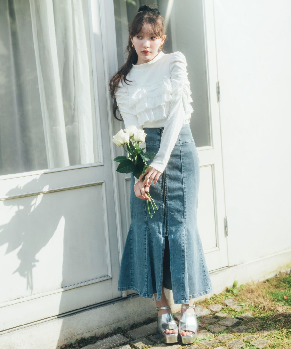 REDYAZEL「異素材フリルトップス」|Tシャツ・カットソー|