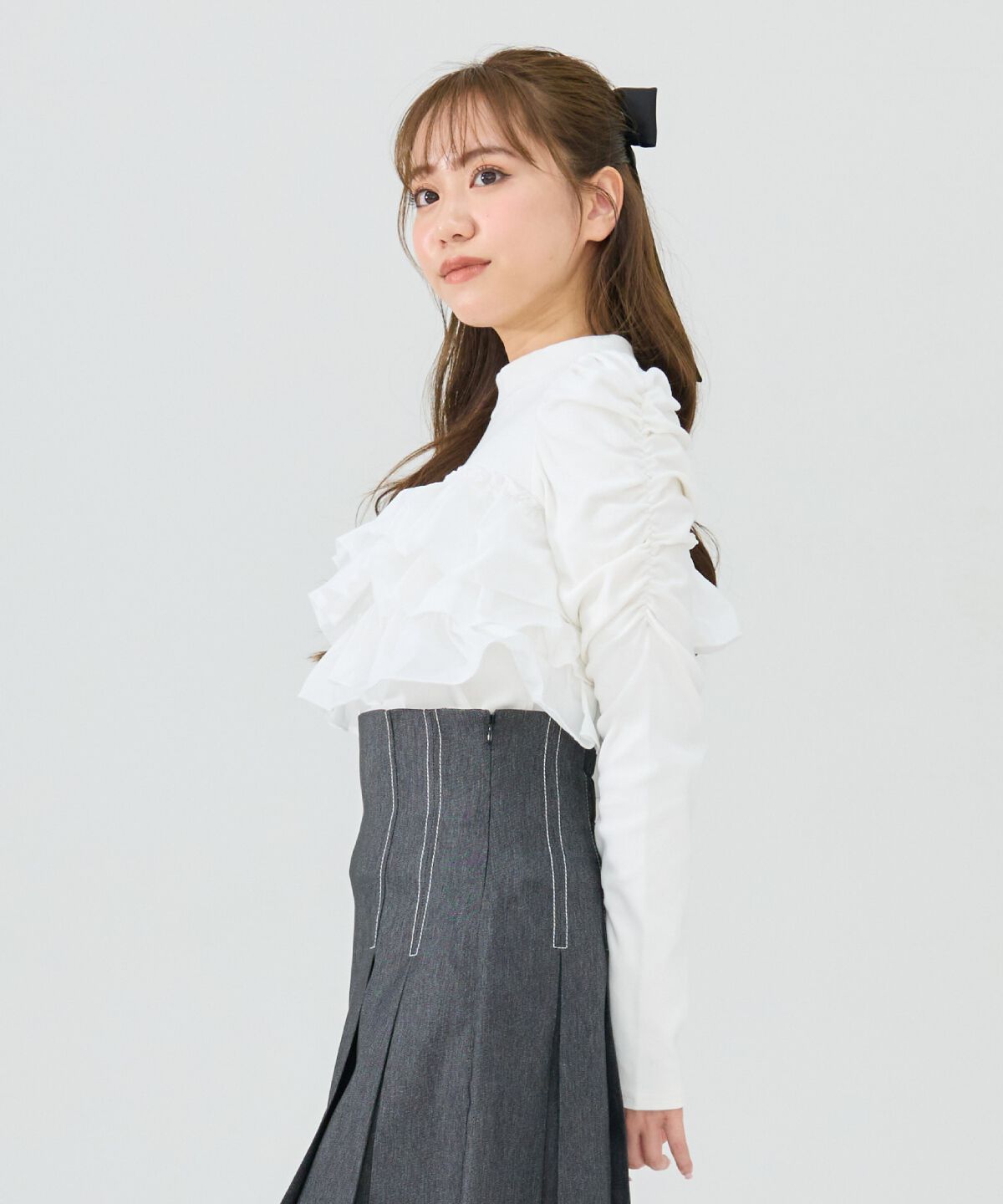 REDYAZEL「異素材フリルトップス」|Tシャツ・カットソー|