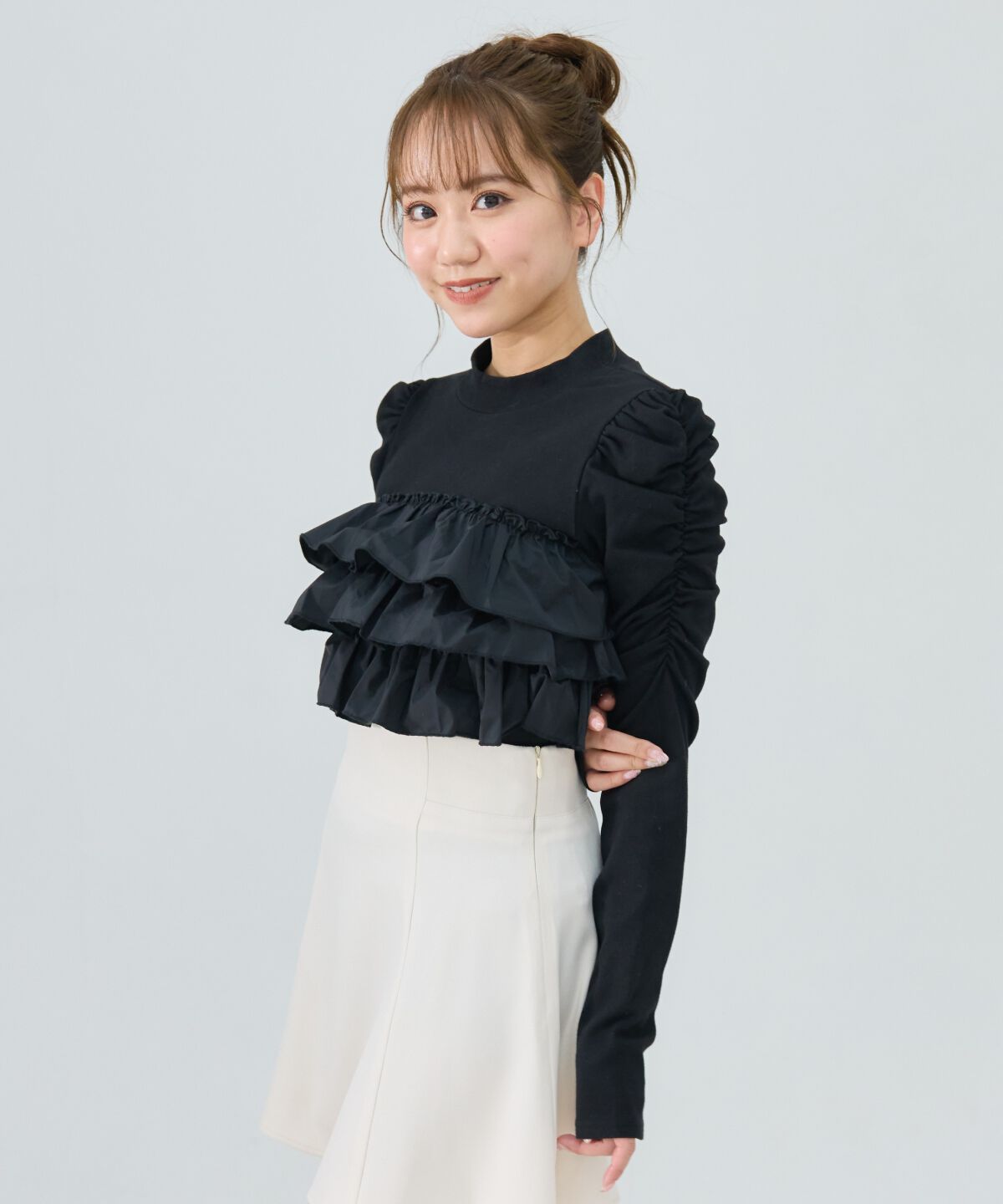 REDYAZEL「異素材フリルトップス」|Tシャツ・カットソー|