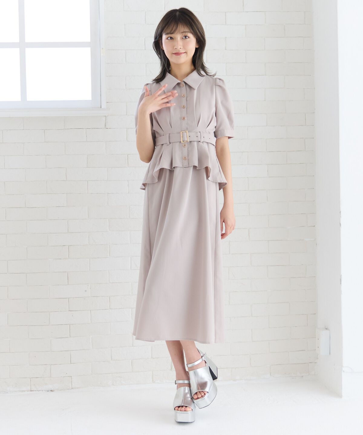 REDYAZEL「ペプラムシャツワンピース」|ワンピース|