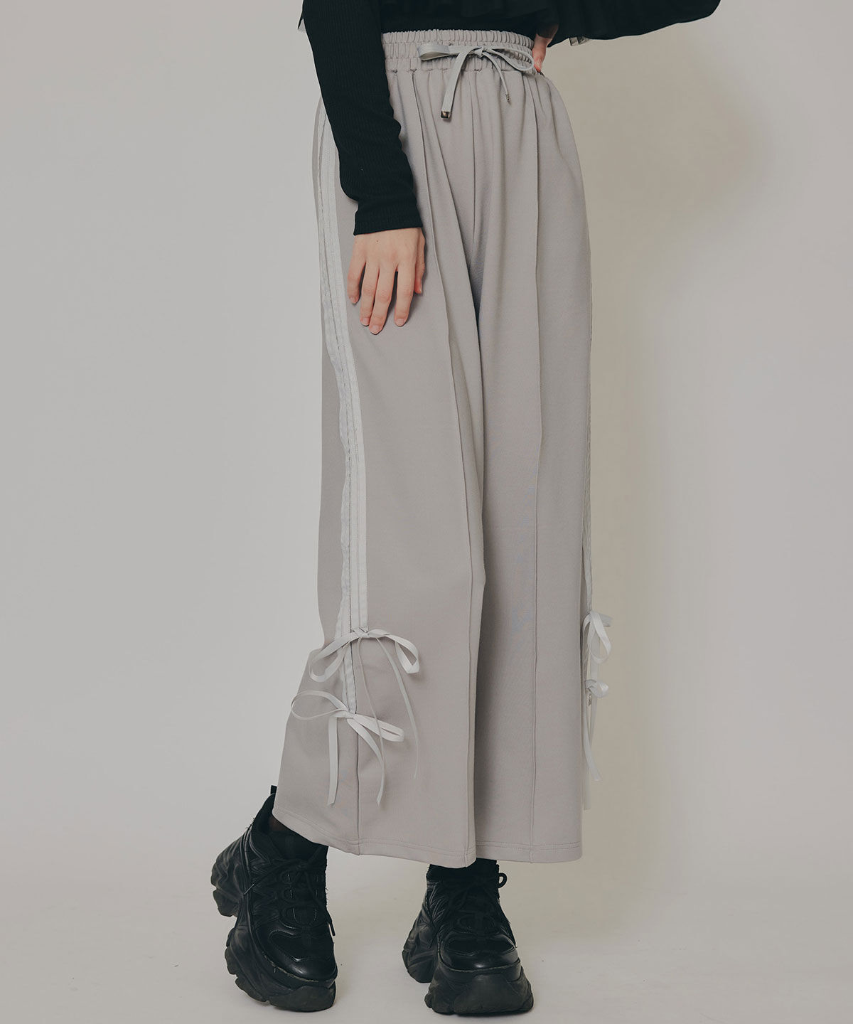 REDYAZEL「ダブルリボンラインイージーパンツ」|その他|ライトグレー