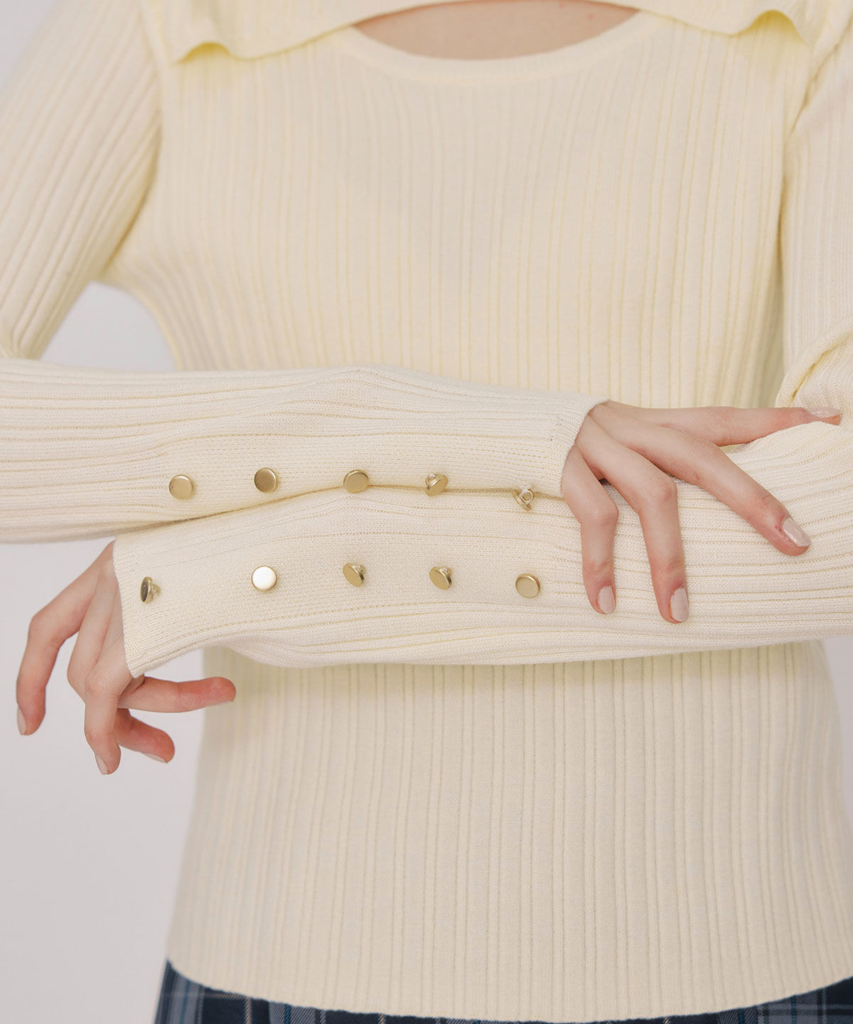 REDYAZEL「レイヤードデザインランダムリブニットプルオーバー」|ニット・セーター|