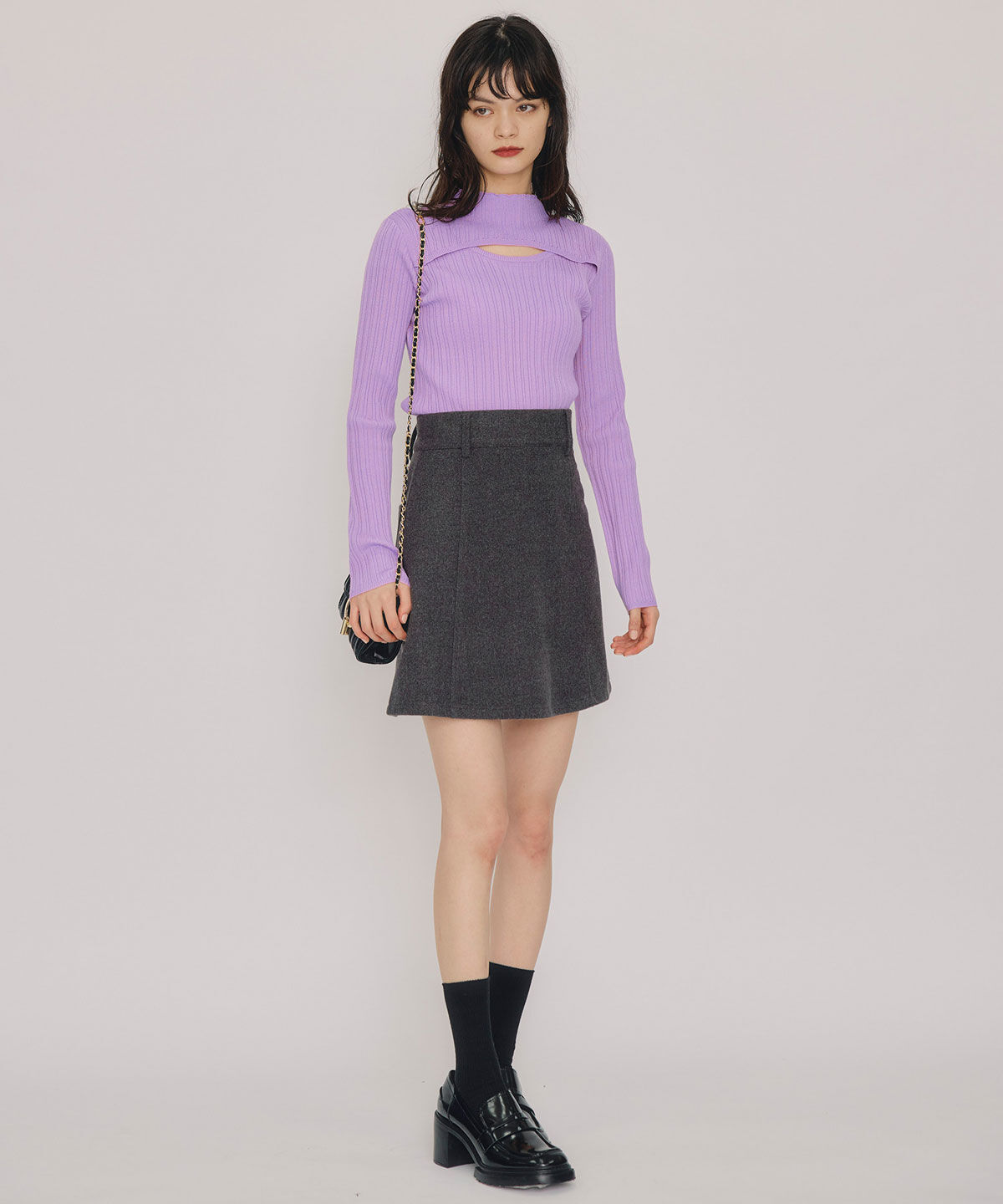 REDYAZEL「レイヤードデザインランダムリブニットプルオーバー」|ニット・セーター|