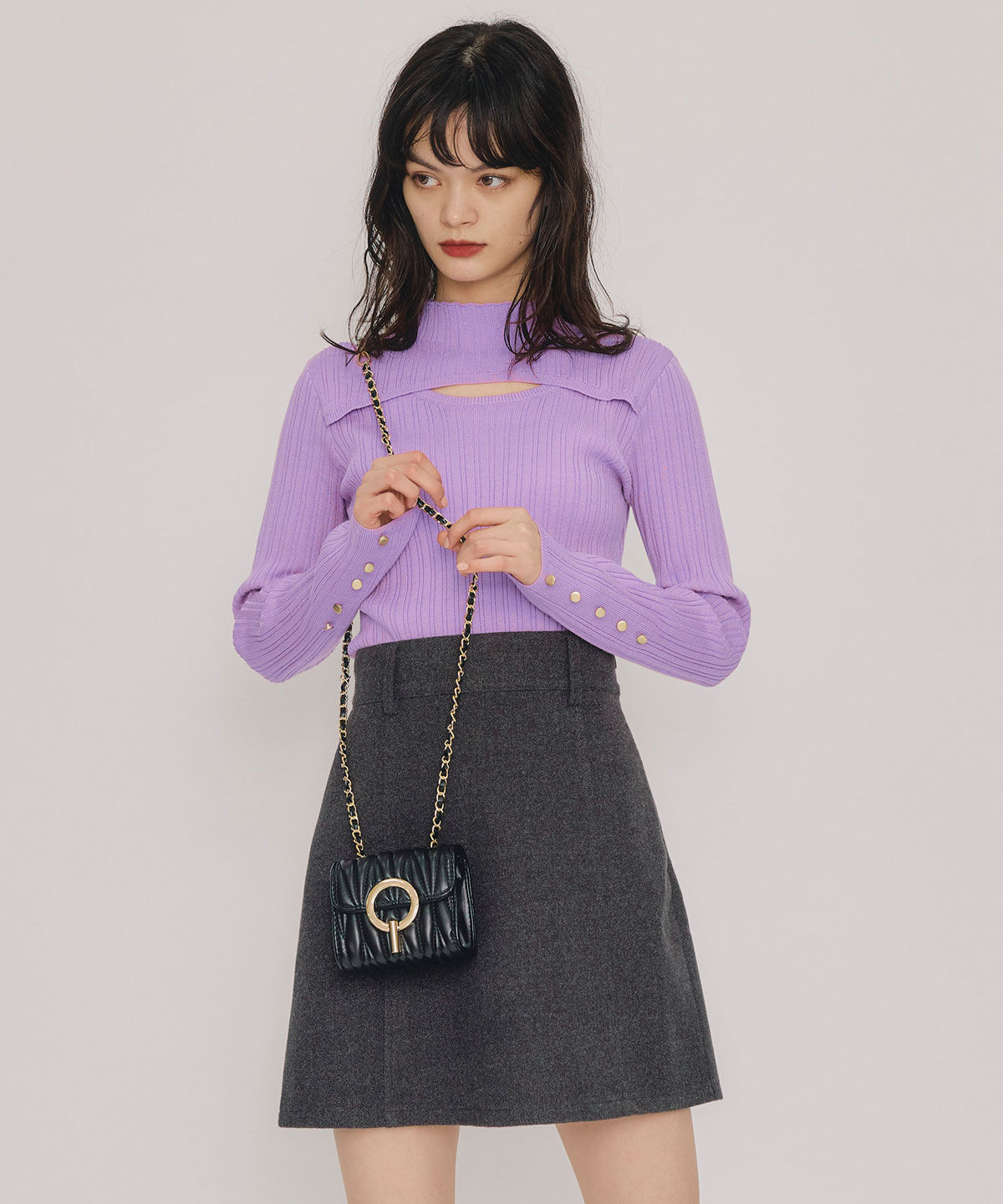 REDYAZEL「レイヤードデザインランダムリブニットプルオーバー」|ニット・セーター|