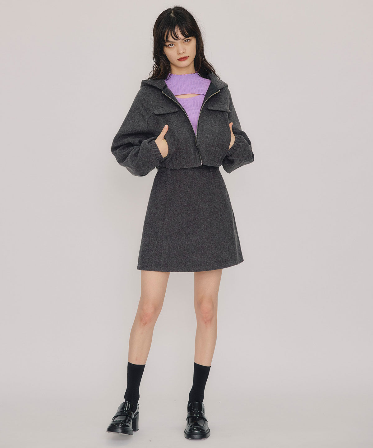 REDYAZEL「レイヤードデザインランダムリブニットプルオーバー」|ニット・セーター|